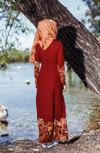 Claret Red Hijab Dress 5502-01