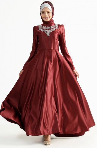 Tailed Evening Dress 7193-02 Bordeaux 7193-02