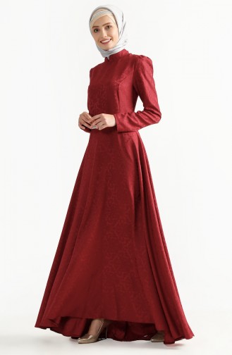 Jacquard Evening Dress 7194-02 Bordeaux 7194-02