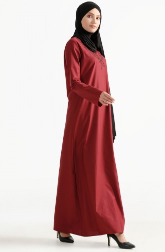 TUBANUR Embroidered Dress 2975-03 Claret Red 2975-03