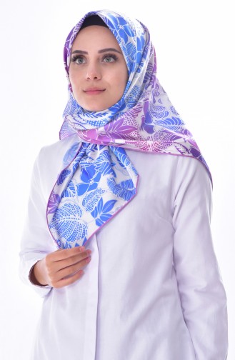 Leaf Patterned Twill Scarf 60035-02 Dark Lilac 60035-02