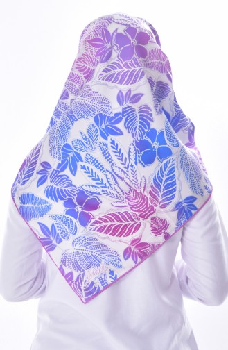 Leaf Patterned Twill Scarf 60035-02 Dark Lilac 60035-02