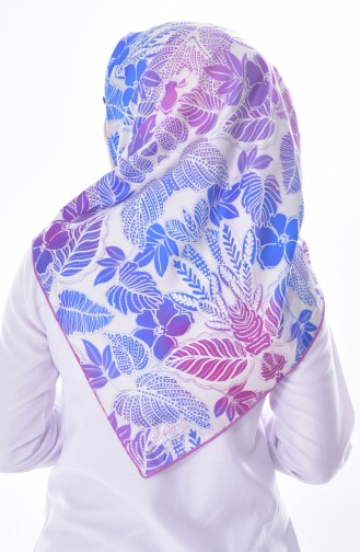 Leaf Patterned Twill Scarf 60035-02 Dark Lilac 60035-02