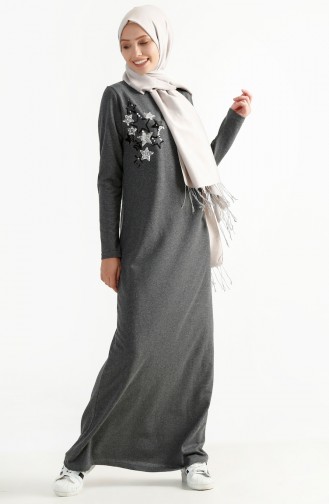 Rauchgrau Hijab Kleider 2979-05