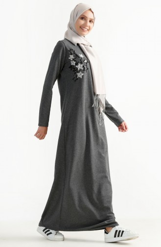 Rauchgrau Hijab Kleider 2979-05