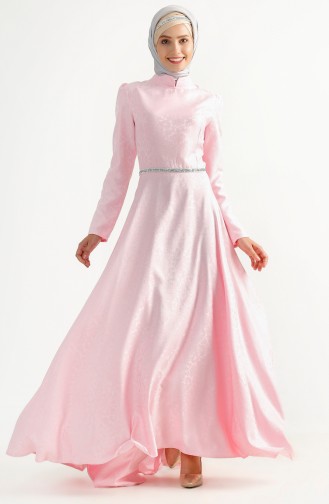 Jacquard Evening Dress 7194-03 Pink 7194-03