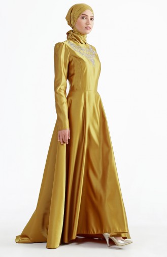 Tailed Evening Dress 7193-04 Gold 7193-04