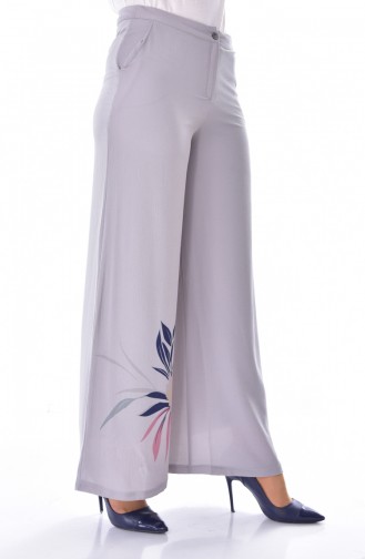 Printed Wide Leg Trousers 0002-01 Gray 0002-01