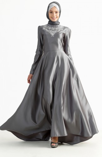 Robe de Soirée avec Traine 7193-03 Gris 7193-03