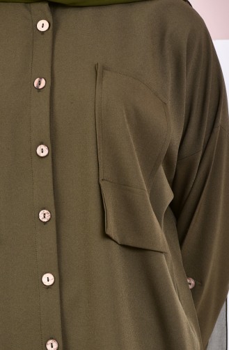 Buttoned Asymmetric Shirt 61040-02 Khaki 61040-02