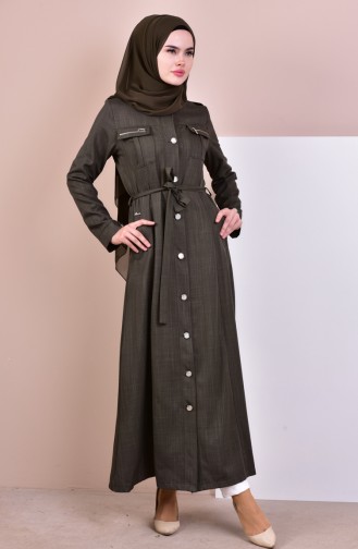 BURUN Belted Overcoat 0601-04 Khaki 0601-04