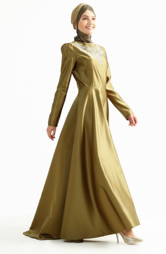 Tailed Evening Dress 7193-07 Khaki 7193-07