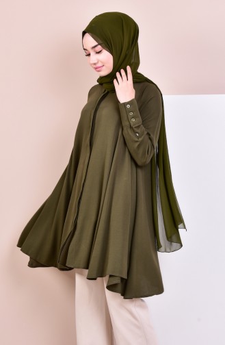 Gizli Düğmeli Salaş Tunik 61036-02 Haki