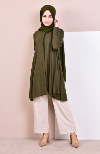 Gizli Düğmeli Salaş Tunik 61036-02 Haki