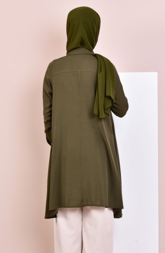 Gizli Düğmeli Salaş Tunik 61036-02 Haki