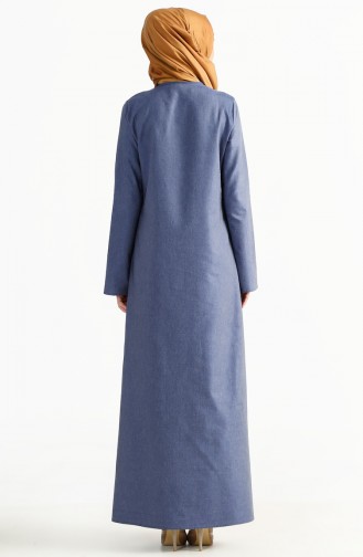 Jeansblau Hijab Kleider 2975-10