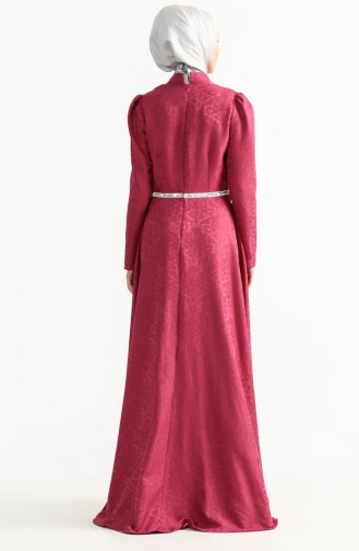 Dark Fuchsia Hijab Evening Dress 7194-04