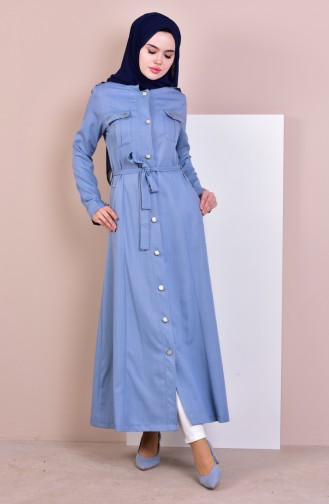 BURUN Belted Overcoat 0601-07 Blue 0601-07