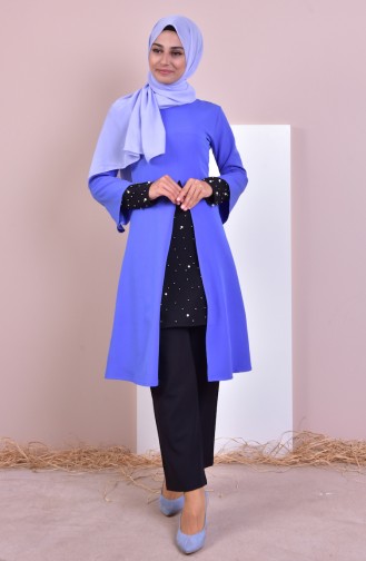 Pearls Tunic Pants Double Suit 7003-06 Blue 7003-06