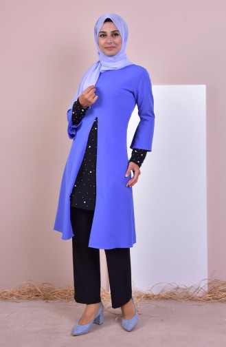 Pearls Tunic Pants Double Suit 7003-06 Blue 7003-06