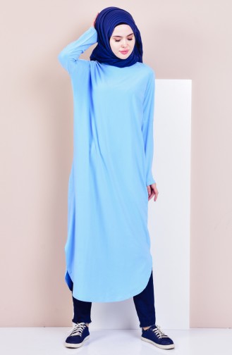 Combed Long Tunic 7624-01 Blue 7624-01