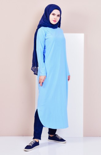 Combed Long Tunic 7624-01 Blue 7624-01