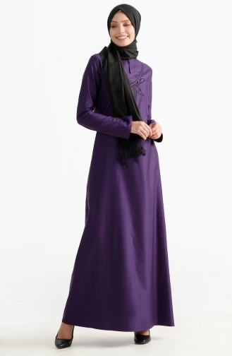 TUBANUR Embroidered Dress 2975-11 Purple 2975-11