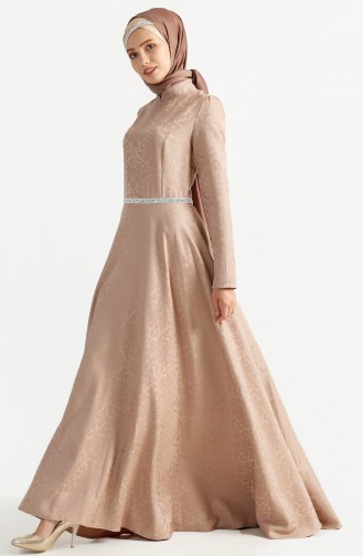 Mink Hijab Evening Dress 7194-07