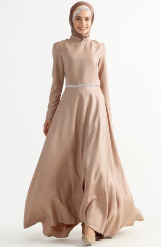 Mink Hijab Evening Dress 7194-07