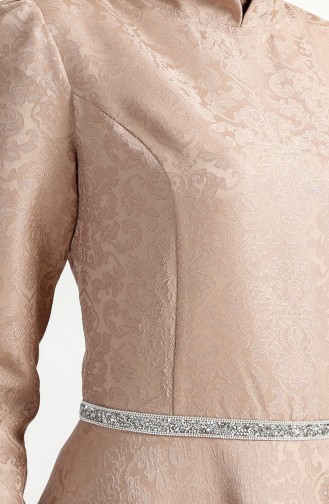 Robe de Soirée Jacquard 7194-07 Vison 7194-07