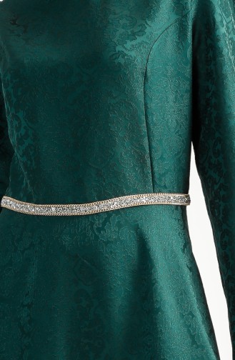 Jacquard Evening Dress 7194-05 Emerald Green 7194-05