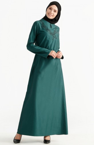 TUBANUR Embroidered Dress 2975-09 Emerald Green 2975-09