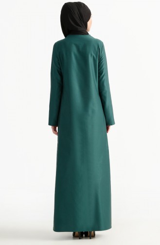 Nakışlı Elbise 2975-09 Zümrüt Yeşili