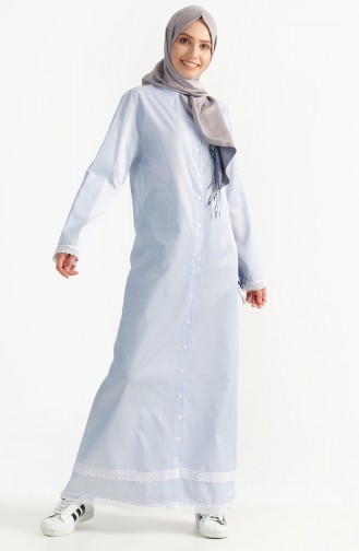 Ice Blue Hijab Dress 7196-02