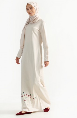 Naturfarbe Hijab Kleider 2980-03
