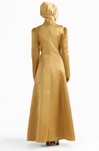 Gold Hijab Evening Dress 7192-04