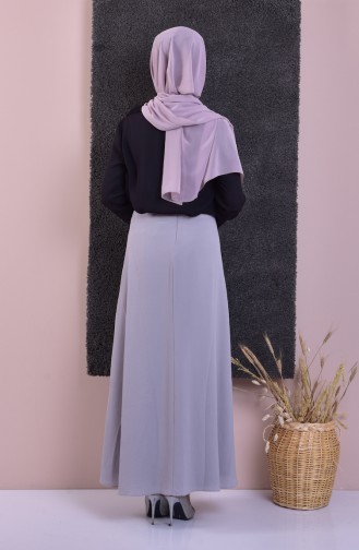 Patterned Flared Skirt 0001-01 Gray 0001-01