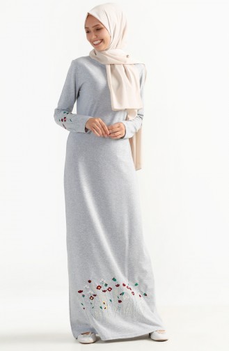 Robe Bordée de Fleurs 2980-08 Gris 2980-08