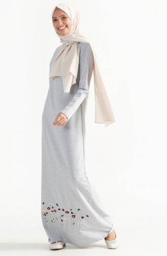 Robe Bordée de Fleurs 2980-08 Gris 2980-08