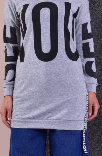 Baskılı Sweatshirt 40995-02 Gri