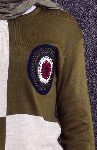 VMODA Embroidered Knitwear Sweater 9202-02 Beige Khaki 9202-02