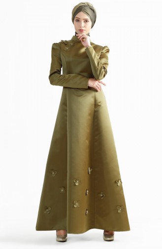 Kuplu Evening Dress 7192-07 Khaki 7192-07