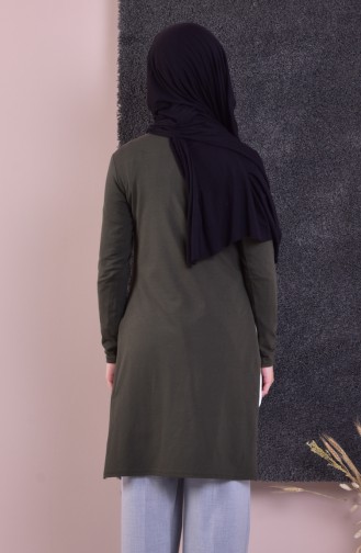 Baskılı Asimetrik Tunik 41161-02 Haki