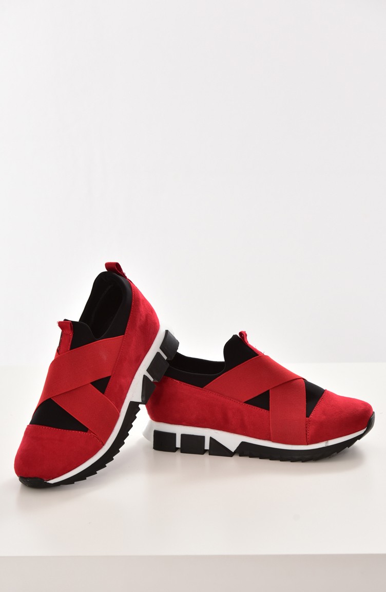 Bayan Spor Ayakkabi 6005k 02 Kirmizi Suet Sefamerve