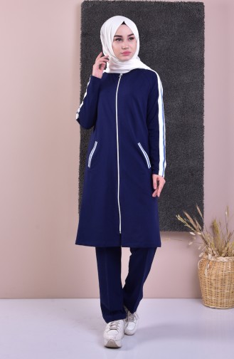 Zippered Tracksuit Suit 5060-02 Navy 5060-02