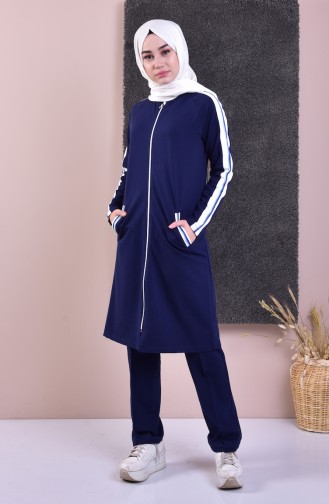 Zippered Tracksuit Suit 5060-02 Navy 5060-02