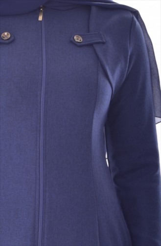 BURUN Zippered Overcoat 61234-04 Navy Blue 61234-04