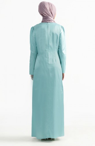 Mint Green Hijab Evening Dress 7201-01
