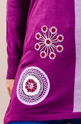 VMODA Embroidered Knitwear Sweater 9202-07 Plum 9202-07
