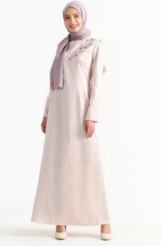 Powder Hijab Evening Dress 7201-02